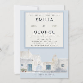 Greek Blue Destination Wedding | Elegant  Einladung