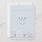 Greek Blue Destination Wedding | Elegant Einladung (Rückseite)