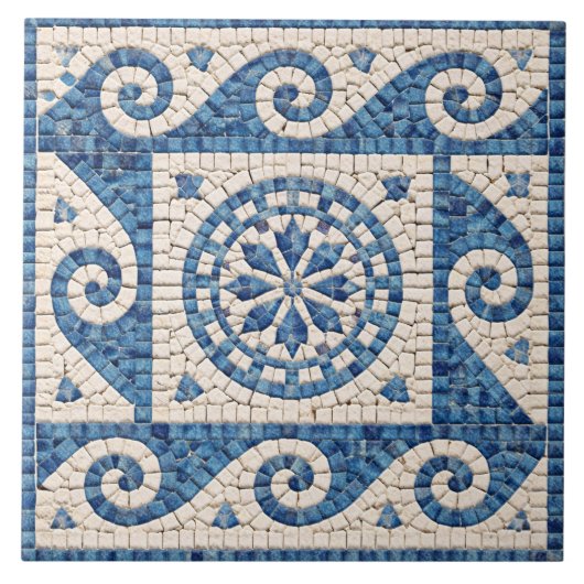 Greek Blue Mosaic – Mediterranean Ceramic Tile Fliese (Vorderseite)