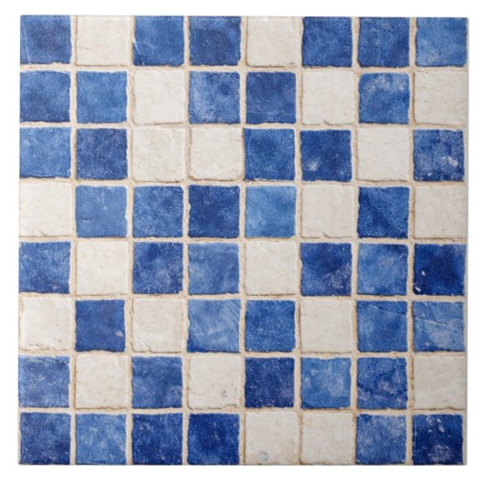 Greek Blue Mosaic Squares Ceramic Tile  Fliese (Vorderseite)