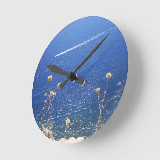 Greek Blue Sea Runde Wanduhr (Winkel)