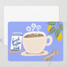 Greek Coffee & Lemon Branch Mediterranean Print Karte