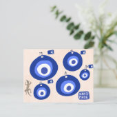 Greek evil eye traditional decor with lizzard  postkarte (Stehend Vorderseite)