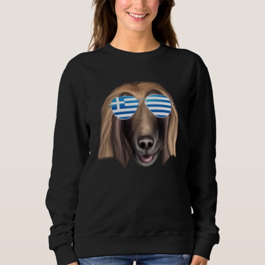 Greek Flag Afghan Hound Dog Greece Pocket Sweatshirt (Vorderseite)