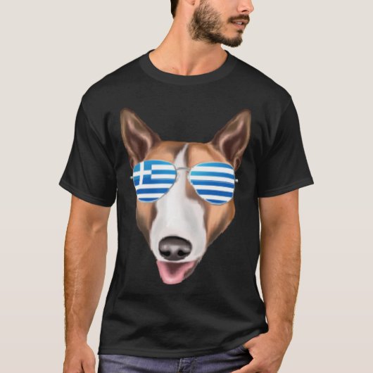 Greek Flag Bull Terrier Dog Greece Pocket T-Shirt (Vorderseite)