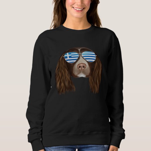 Greek Flag English Springer Spaniel Dog Greece Poc Sweatshirt (Vorderseite)