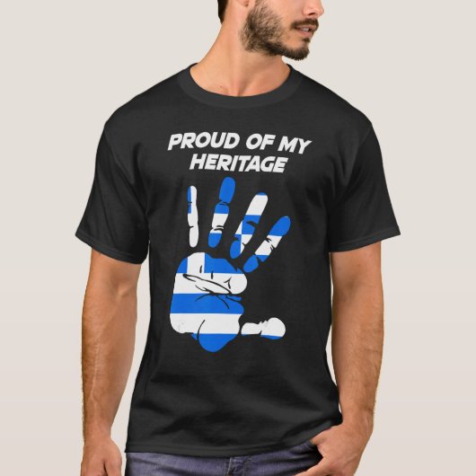 Greek Flag Printed Palm T-Shirt (Vorderseite)