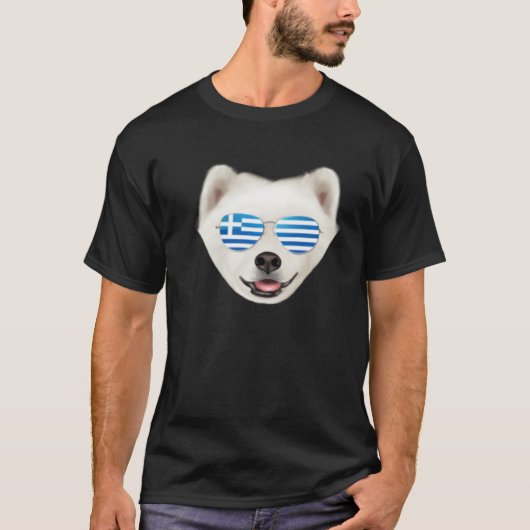Greek Flag Samoyed Dog Greece Pocket T-Shirt (Vorderseite)