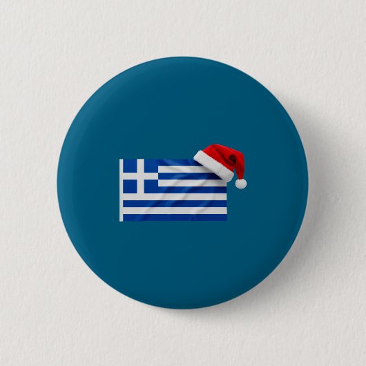Greek Flag Santa Hat Funny Greece Christmas Holida Button (Vorderseite)