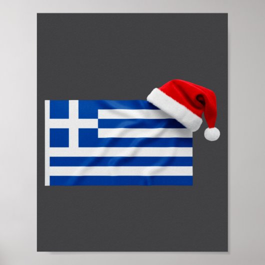 Greek Flag Santa Hat Funny Greece Christmas Holida Poster (Vorne)