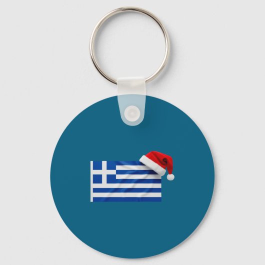 Greek Flag Santa Hat Funny Greece Christmas Holida Schlüsselanhänger (Vorderseite)