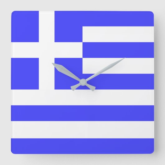 Greek Flag Totally Square Wall Clock Quadratische Wanduhr (Vorderseite)