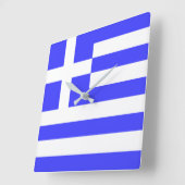 Greek Flag Totally Square Wall Clock Quadratische Wanduhr (Winkel)