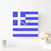 Greek Flag Totally Square Wall Clock Quadratische Wanduhr (Zuhause)