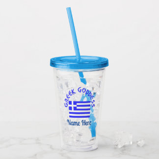 Greek Goddess and Flag of Greece Personalized Acryltrinkbecher