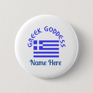 Greek Goddess and Flag of Greece Personalized Button