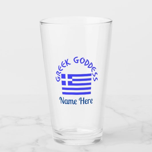 Greek Goddess and Flag of Greece Personalized Glas (Vorderseite)