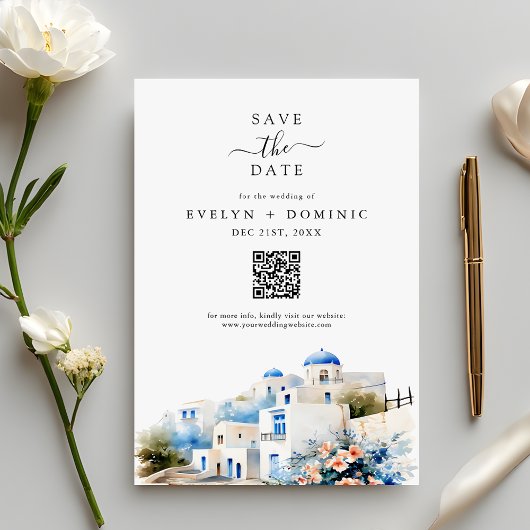 Greek Island Santorini Greece Wedding Save The Date