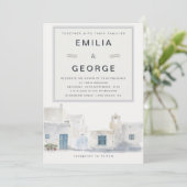 Greek Island Wedding | Olive Accent Einladung (Stehend Vorderseite)