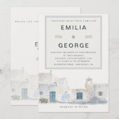 Greek Island Wedding | Olive Accent Einladung (Vorne/Hinten)
