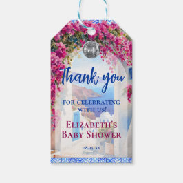 Greek Italian Blue Tiles Pink Flowers Disco Ball Geschenkanhänger