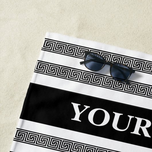 Greek key meander pattern personalized strandtuch (Beispiel)