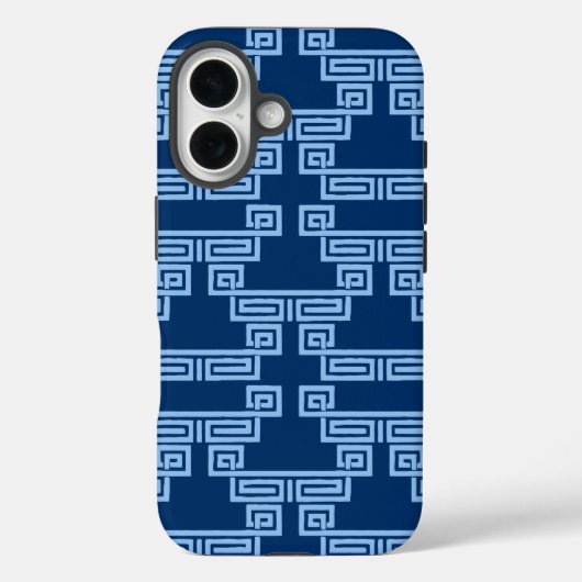 Greek Key Meander Tier in Blue Indigo Case-Mate iPhone Hülle (Rückseite)