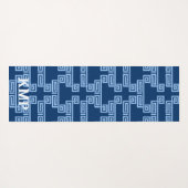 Greek Key Meander Tier in Blue Indigo Personalized Yogamatte (Rückseite (Horizontal))