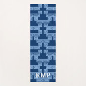 Greek Key Meander Tier in Blue Indigo Personalized Yogamatte (Vorderseite)
