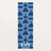 Greek Key Meander Tier in Blue Indigo Personalized Yogamatte (Rückseite)