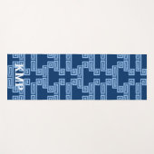 Greek Key Meander Tier in Blue Indigo Personalized Yogamatte (Vorderseite (Horizontal))