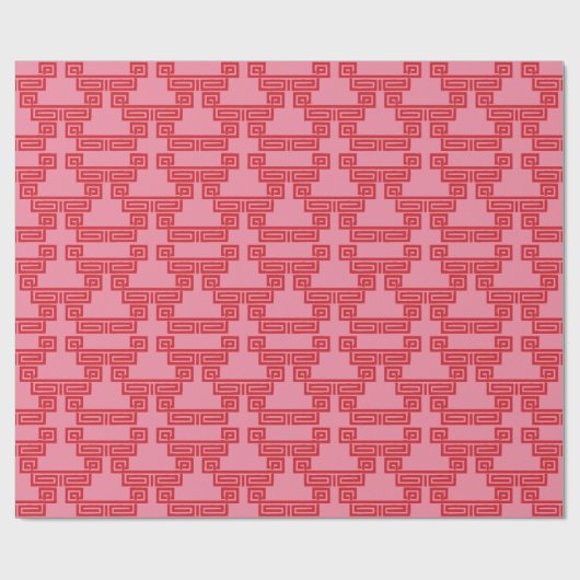 Greek Key Meander Tier in Pink and Red Geschenkpapier (Flach)
