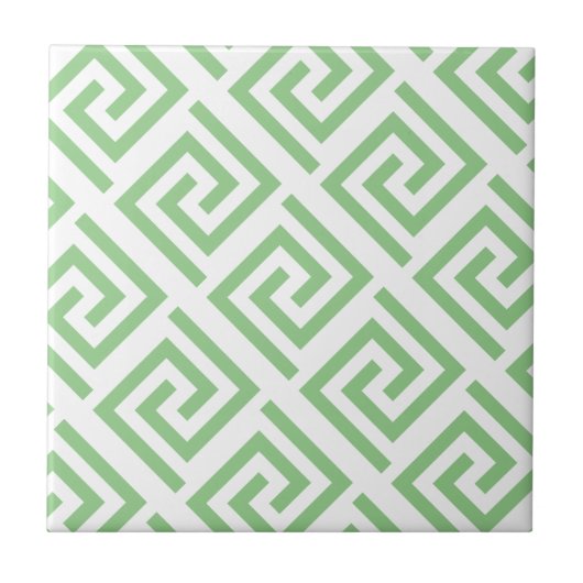 Greek Key Patterns White Sage Green Custom Classy Fliese (Vorderseite)