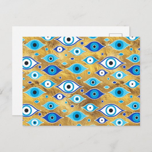 Greek Mati Mataki - Matiasma Evil Eye Pattern Postkarte (Vorne/Hinten)