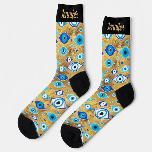 Greek Mati Mataki - Matiasma Evil Eye Pattern Socken (Linkes Detail)