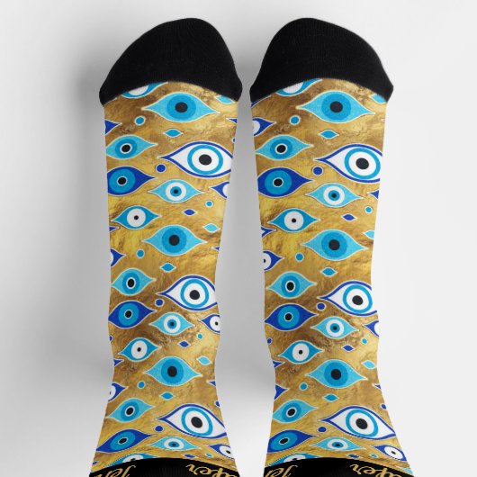 Greek Mati Mataki - Matiasma Evil Eye Pattern Socken (Oben)