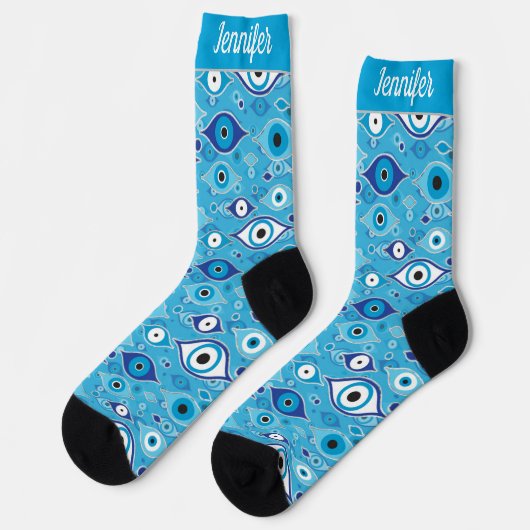 Greek Mati Mataki - Matiasma Evil Eye Pattern Socken (Linkes Detail)