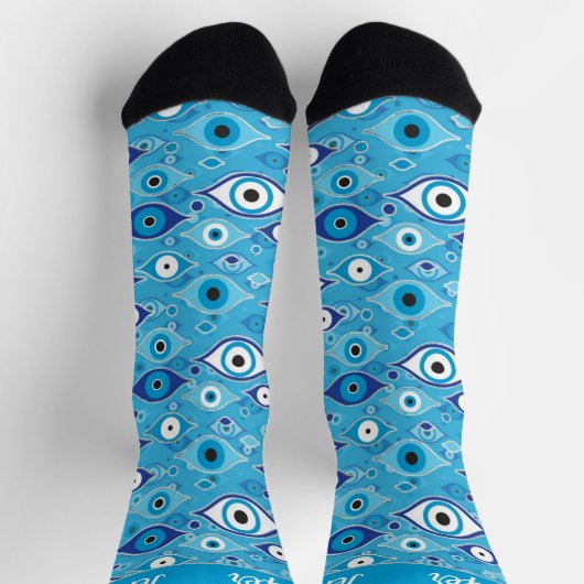 Greek Mati Mataki - Matiasma Evil Eye Pattern Socken (Oben)