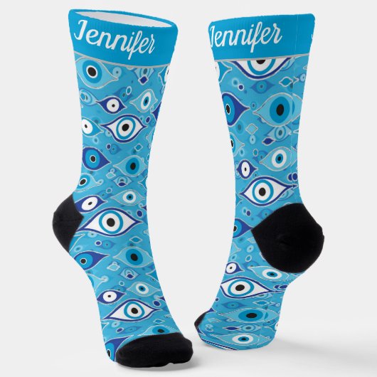 Greek Mati Mataki - Matiasma Evil Eye Pattern Socken (Gewinkelt)
