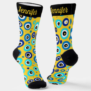 Greek Mati Mataki - Matiasma Evil Eye Pattern Socken