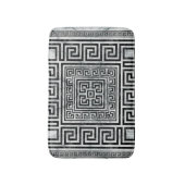 Greek Meander - Greek Key Black and White Marble Badematte (Vorderseite Vertikal)