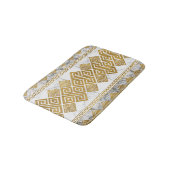 Greek Meander - Greek Key White Marble and Gold Badematte (Schrägansicht)