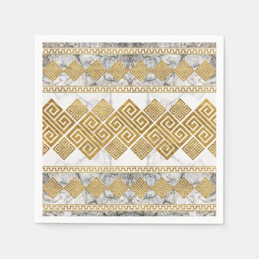 Greek Meander - Greek Key White Marble and Gold Serviette (Vorderseite)