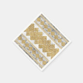 Greek Meander - Greek Key White Marble and Gold Serviette (Ecke)