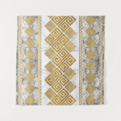 Greek Meander - Greek Key White Marble and Gold Wandteppich (Vorderseite (Horizontal))