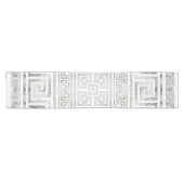 Greek Meander - Greek Key White Marble textures Kurzer Tischläufer (Horizontal)