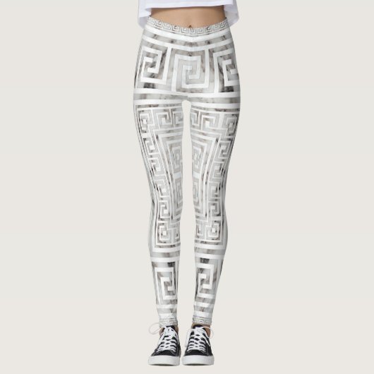 Greek Meander - Greek Key White Marble textures Leggings (Vorderseite)