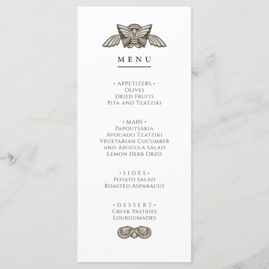 Greek menu party table Sign with stone elements Menükarte (Vorderseite)