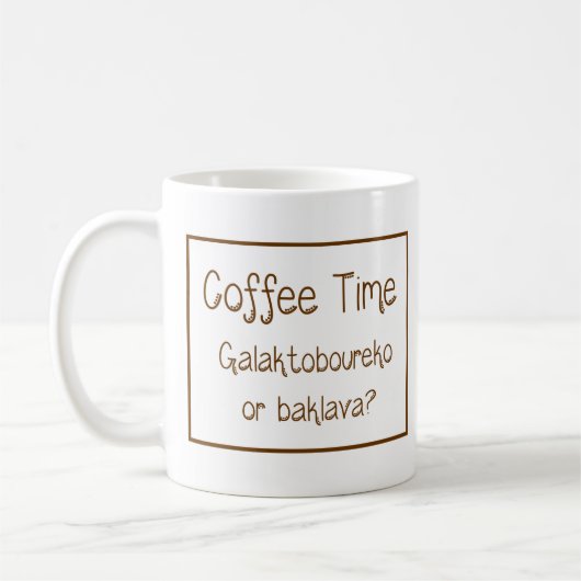 Greek Mug with Saying Kaffeetasse (Links)