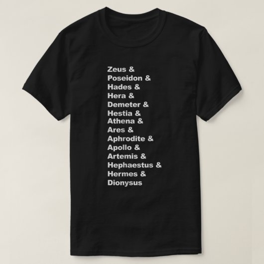 Greek Mythology Gods Pantheon List of Demigod Name T-Shirt (Design vorne)
